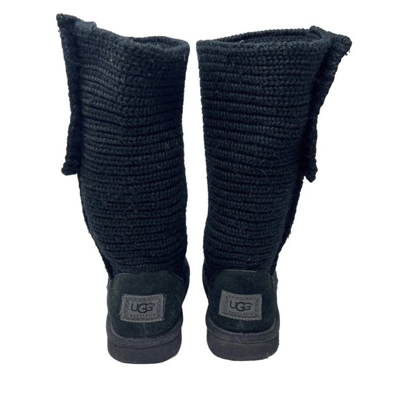 UGG Australia Black Cardy Knit Button Boots Girls Size 4 - Picture 4 of 6